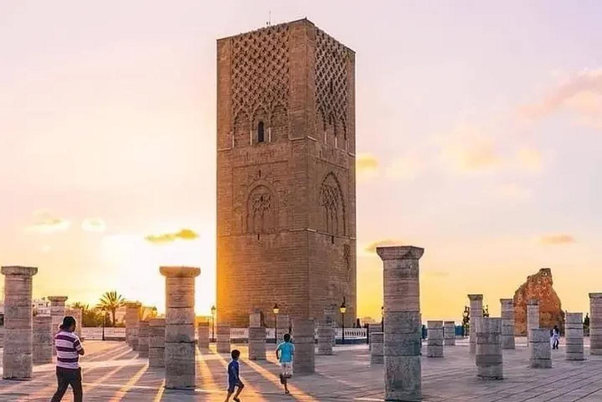 Hassan Tower in Rabat at sunset