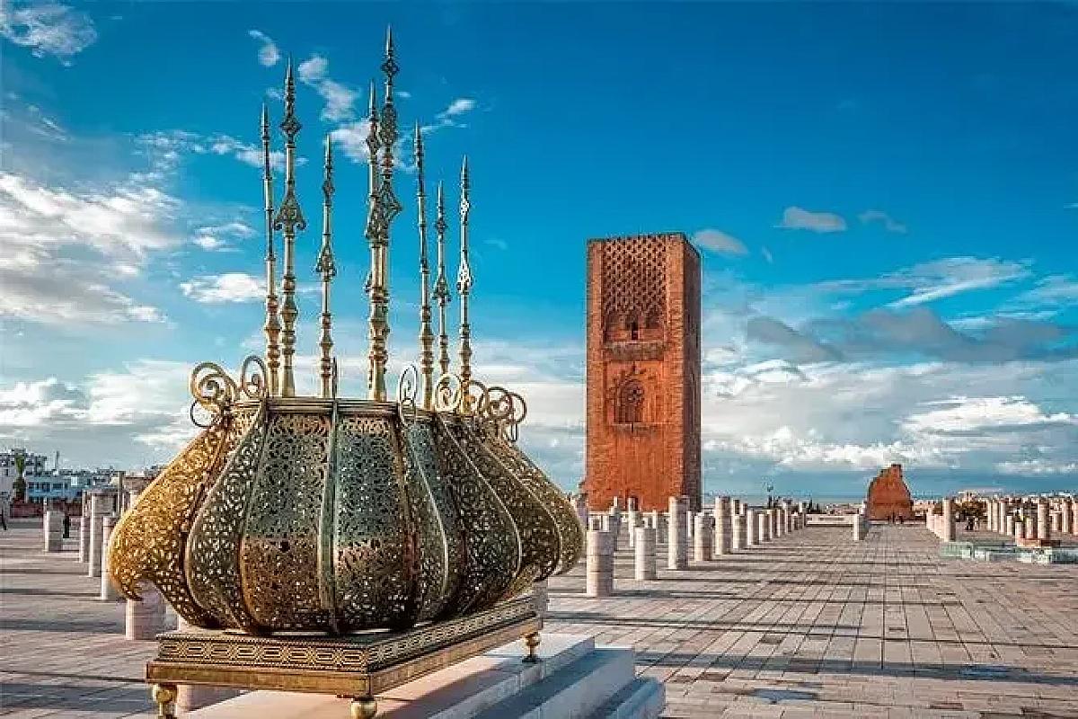 Brass lantern inside the Mausoleum of Mohammed V in Rabat