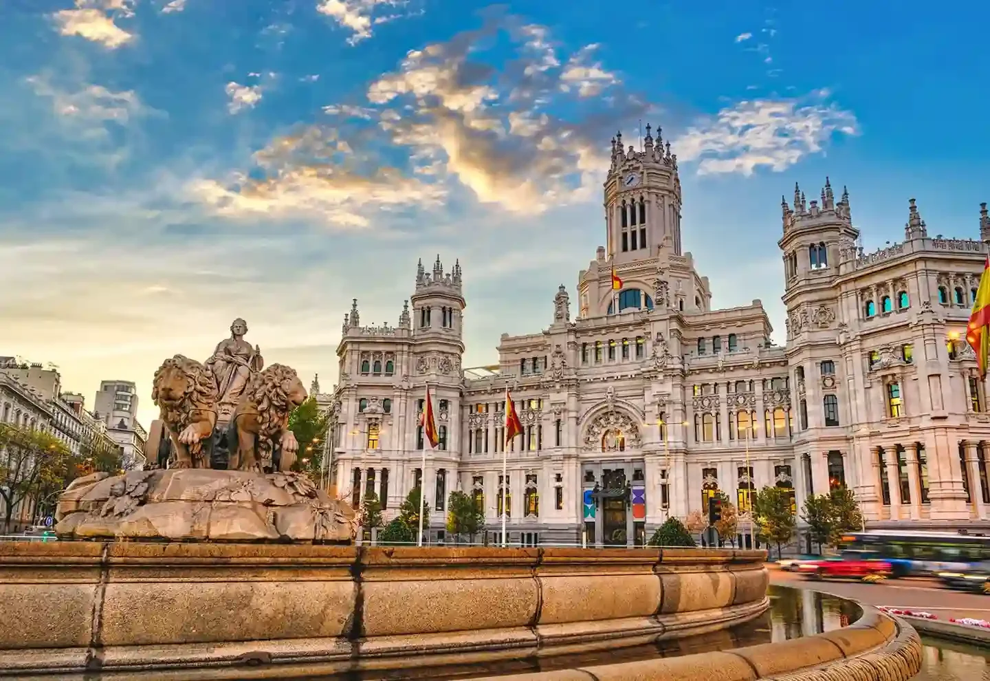 Plaza de Cibeles fountain and palace in Madrid