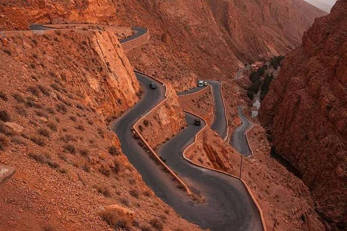 Hairpin bends of the famous Dades gorge mountain road