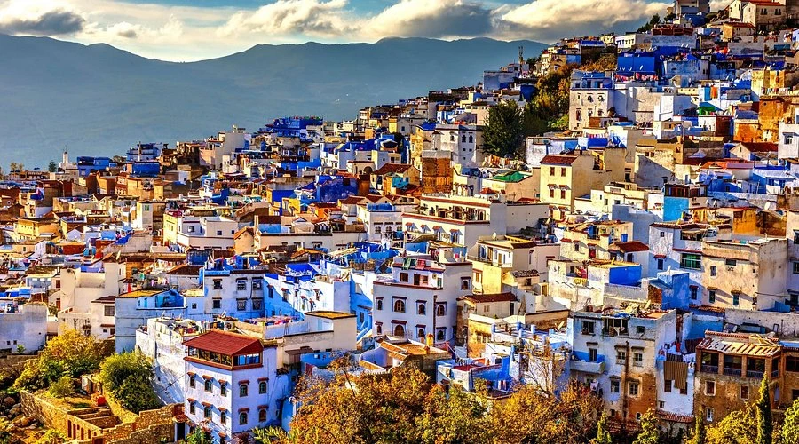 Colourful hillside houses of the Chefchaouen medina