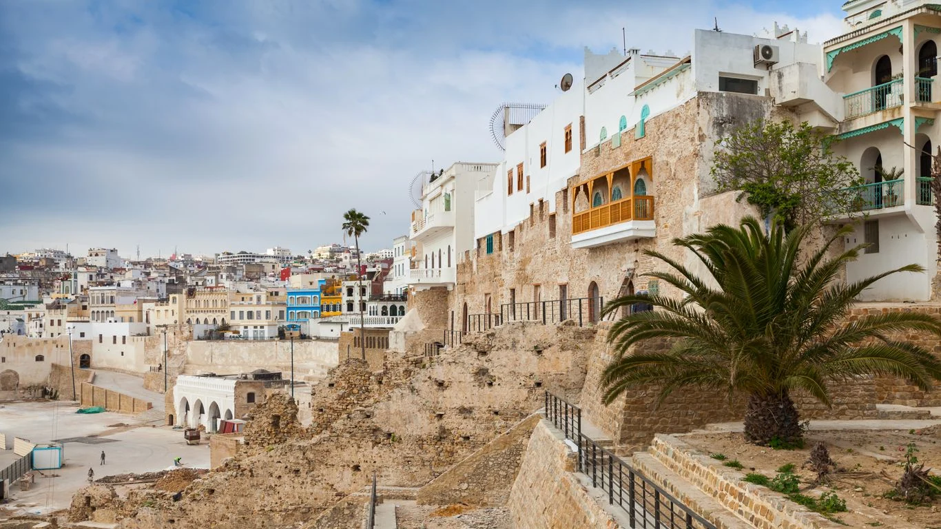 Whitewashed houses of the Tangier medina above the old city walls