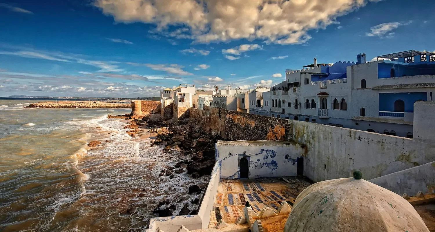 Whitewashed medina walls of Asilah on the Atlantic coast