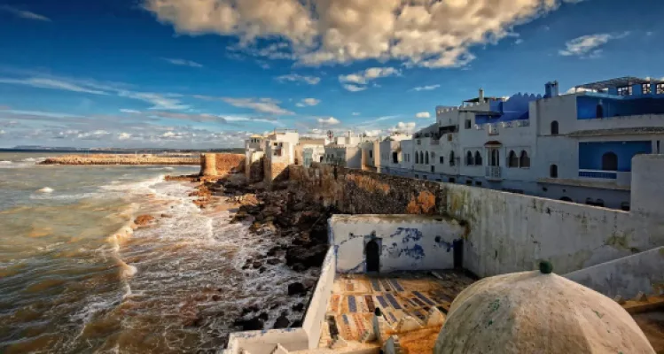 Whitewashed medina walls of Asilah on the Atlantic coast