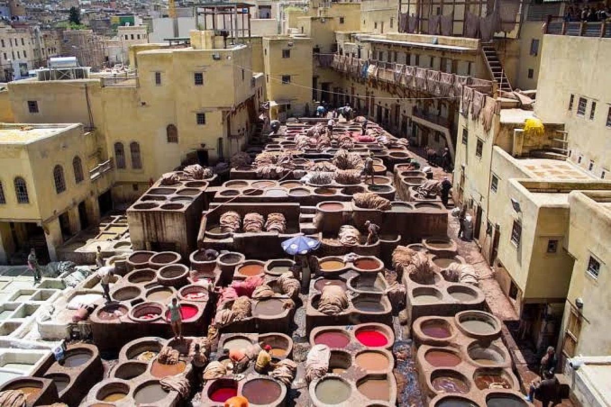 Stone dye pits of the Chouara tannery in the Fes medina