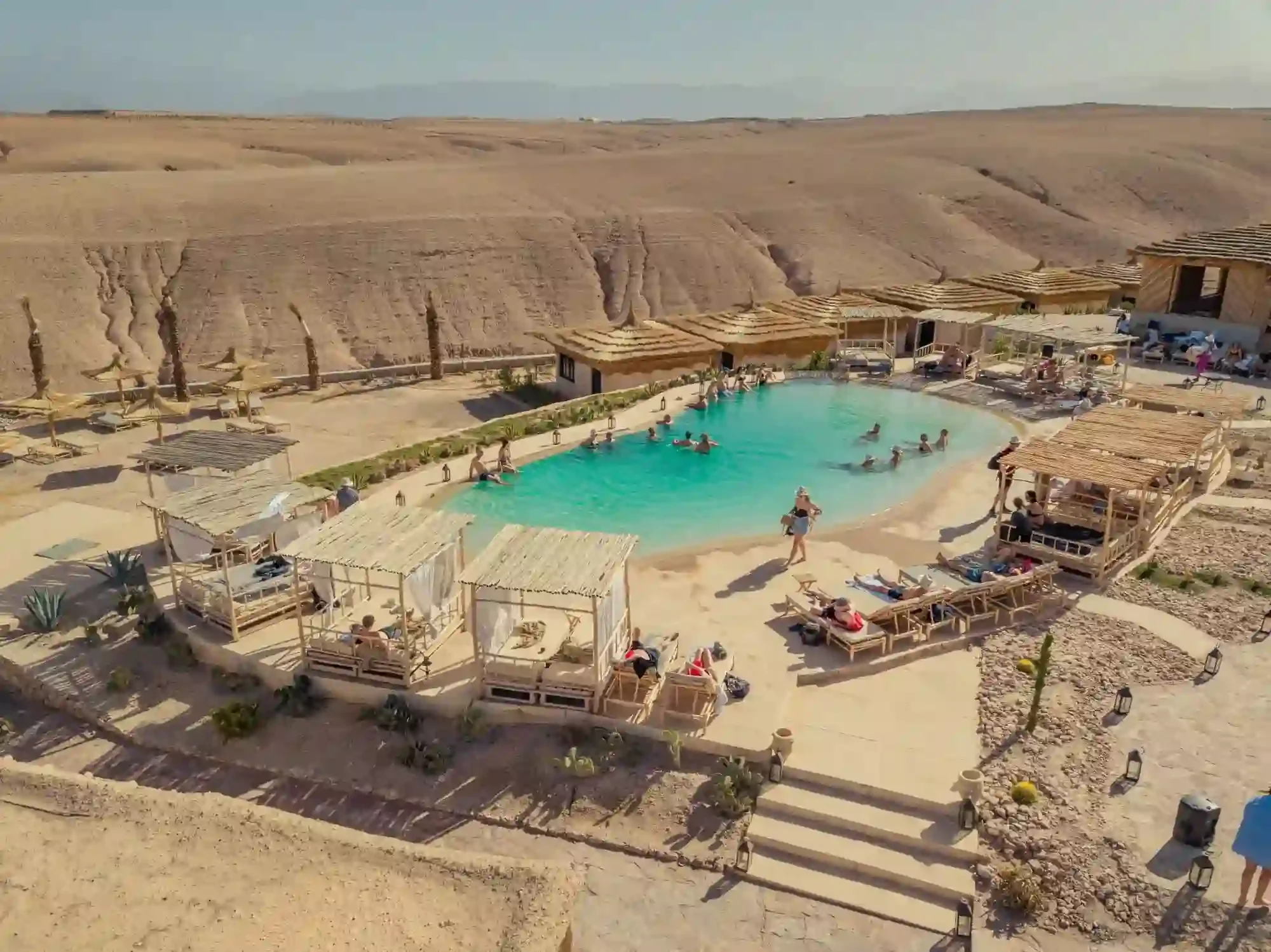 Desert camp with a pool in the Agafay near Marrakech